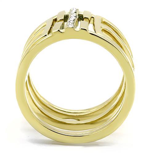 MATK3198 - IP Gold(Ion Plating) Stainless Steel Ring with Top Grade Crystal  in Clear