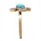 MATK3201 - IP Rose Gold(Ion Plating) Stainless Steel Ring with Synthetic Turquoise in Sea Blue