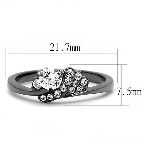 MATK3203 - IP Light Black  (IP Gun) Stainless Steel Ring with AAA Grade CZ  in Clear