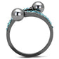 MATK3204 - IP Light Black  (IP Gun) Stainless Steel Ring with Synthetic Pearl in Gray