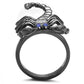 MATK3205 - IP Light Black  (IP Gun) Stainless Steel Ring with Top Grade Crystal  in Sapphire