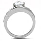 MATK3207 - High polished (no plating) Stainless Steel Ring with AAA Grade CZ  in Clear