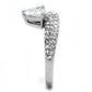 MATK3207 - High polished (no plating) Stainless Steel Ring with AAA Grade CZ  in Clear