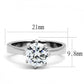 MATK3208 - High polished (no plating) Stainless Steel Ring with AAA Grade CZ  in Clear