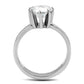 MATK3208 - High polished (no plating) Stainless Steel Ring with AAA Grade CZ  in Clear