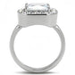 MATK3209 - High polished (no plating) Stainless Steel Ring with AAA Grade CZ  in Clear