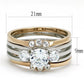 MATK3212 - Two-Tone IP Rose Gold Stainless Steel Ring with AAA Grade CZ  in Clear