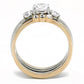 MATK3212 - Two-Tone IP Rose Gold Stainless Steel Ring with AAA Grade CZ  in Clear
