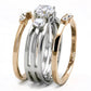MATK3212 - Two-Tone IP Rose Gold Stainless Steel Ring with AAA Grade CZ  in Clear