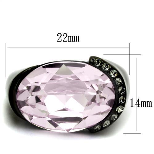 MATK3213 - IP Black(Ion Plating) Stainless Steel Ring with Top Grade Crystal  in Light Amethyst