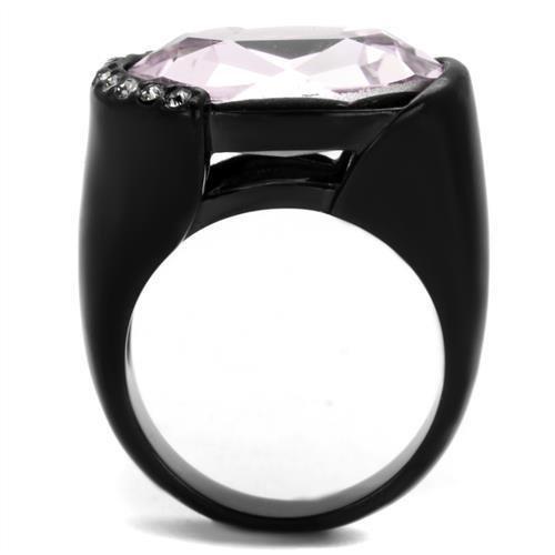 MATK3213 - IP Black(Ion Plating) Stainless Steel Ring with Top Grade Crystal  in Light Amethyst