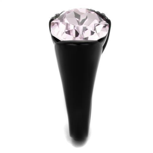 MATK3213 - IP Black(Ion Plating) Stainless Steel Ring with Top Grade Crystal  in Light Amethyst