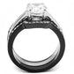MATK3214 - Two-Tone IP Black (Ion Plating) Stainless Steel Ring with AAA Grade CZ  in Clear