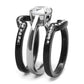 MATK3214 - Two-Tone IP Black (Ion Plating) Stainless Steel Ring with AAA Grade CZ  in Clear