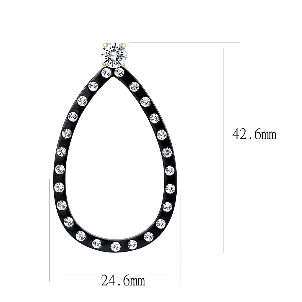 MATK3215 - IP Gold+ IP Black (Ion Plating) Stainless Steel Earrings with AAA Grade CZ  in Clear