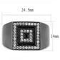 MATK3220 - IP Light Black  (IP Gun) Stainless Steel Ring with Top Grade Crystal  in Clear