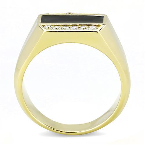 MATK3222 - IP Gold(Ion Plating) Stainless Steel Ring with AAA Grade CZ  in Clear