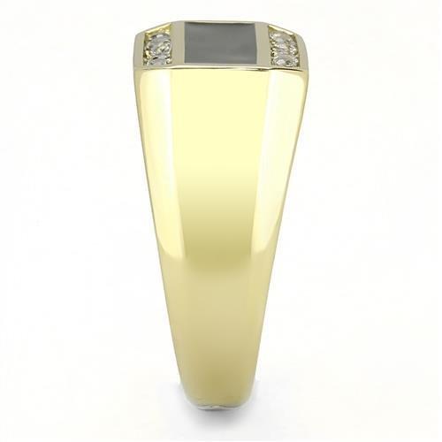 MATK3222 - IP Gold(Ion Plating) Stainless Steel Ring with AAA Grade CZ  in Clear