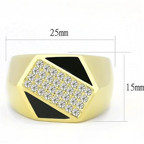 MATK3224 - IP Gold(Ion Plating) Stainless Steel Ring with Top Grade Crystal  in Clear