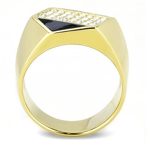 MATK3224 - IP Gold(Ion Plating) Stainless Steel Ring with Top Grade Crystal  in Clear