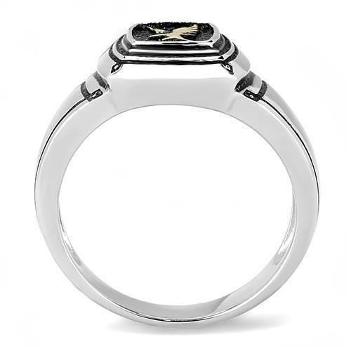 MATK3226 - Two-Tone IP Gold (Ion Plating) Stainless Steel Ring with Epoxy  in Jet