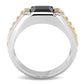 MATK3227 - Two-Tone IP Rose Gold Stainless Steel Ring with Synthetic Onyx in Jet