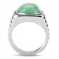 MATK3229 - High polished (no plating) Stainless Steel Ring with Synthetic Jade in Emerald