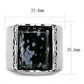 MATK3230 - High polished (no plating) Stainless Steel Ring with Semi-Precious Snowflake Obsidian in Jet