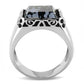 MATK3230 - High polished (no plating) Stainless Steel Ring with Semi-Precious Snowflake Obsidian in Jet