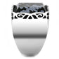 MATK3230 - High polished (no plating) Stainless Steel Ring with Semi-Precious Snowflake Obsidian in Jet