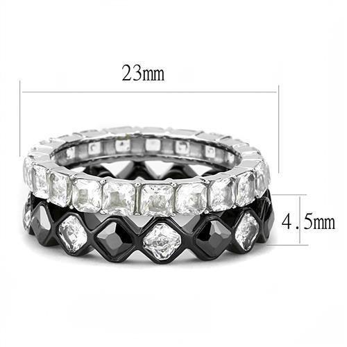 MATK3231 - Two-Tone IP Black (Ion Plating) Stainless Steel Ring with AAA Grade CZ  in Black Diamond