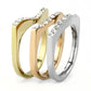 MATK3234 - Three Tone (IP Gold & IP Rose Gold & High Polished) Stainless Steel Ring with Top Grade Crystal  in Clear