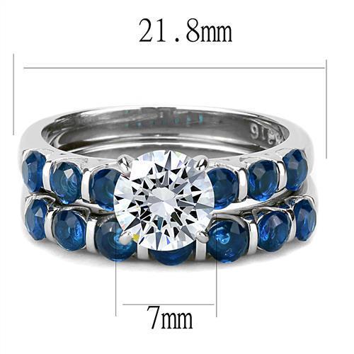 MATK3235 - High polished (no plating) Stainless Steel Ring with AAA Grade CZ  in Clear