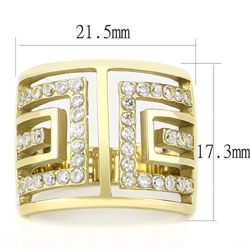 MATK3238 - IP Gold(Ion Plating) Stainless Steel Ring with AAA Grade CZ  in Clear