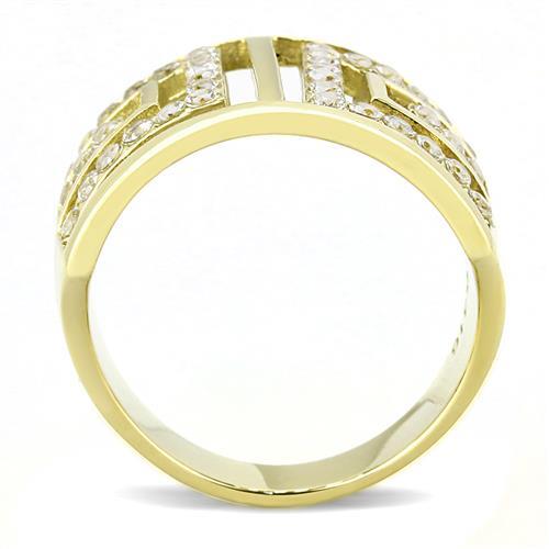 MATK3238 - IP Gold(Ion Plating) Stainless Steel Ring with AAA Grade CZ  in Clear