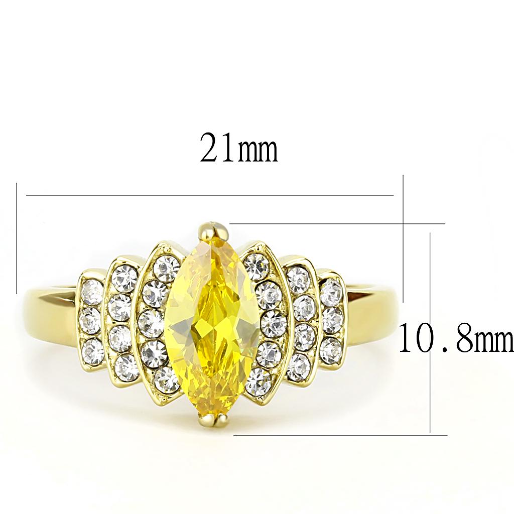 MATK3239 - IP Gold(Ion Plating) Stainless Steel Ring with AAA Grade CZ  in Topaz