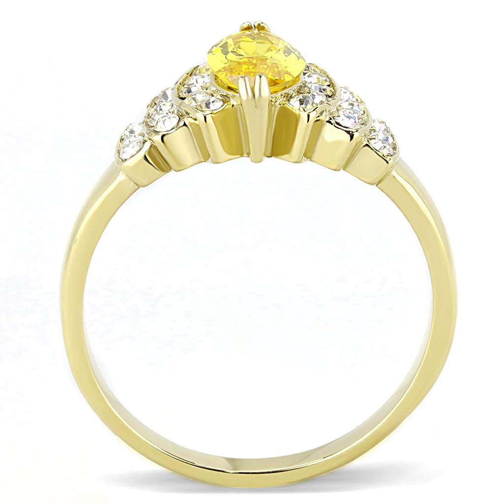 MATK3239 - IP Gold(Ion Plating) Stainless Steel Ring with AAA Grade CZ  in Topaz