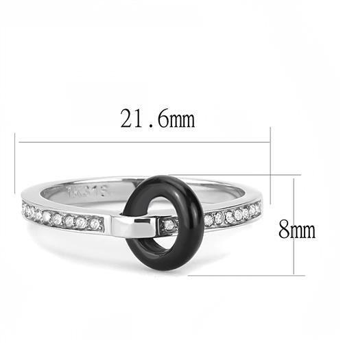 MATK3241 - High polished (no plating) Stainless Steel Ring with Top Grade Crystal  in Clear