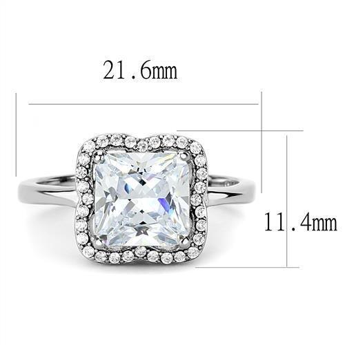 MATK3242 - High polished (no plating) Stainless Steel Ring with AAA Grade CZ  in Clear