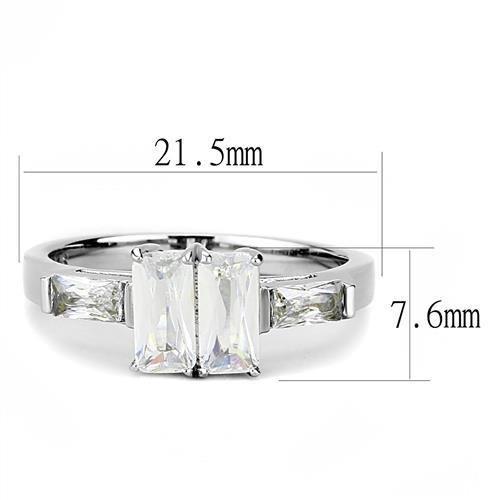 MATK3244 - High polished (no plating) Stainless Steel Ring with AAA Grade CZ  in Clear