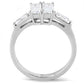 MATK3244 - High polished (no plating) Stainless Steel Ring with AAA Grade CZ  in Clear