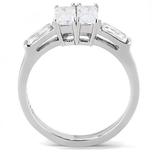 MATK3244 - High polished (no plating) Stainless Steel Ring with AAA Grade CZ  in Clear