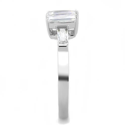 MATK3244 - High polished (no plating) Stainless Steel Ring with AAA Grade CZ  in Clear
