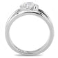 MATK3245 - High polished (no plating) Stainless Steel Ring with AAA Grade CZ  in Clear