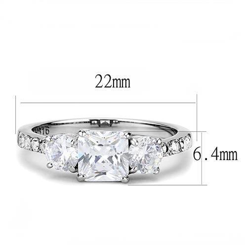 MATK3246 - High polished (no plating) Stainless Steel Ring with AAA Grade CZ  in Clear