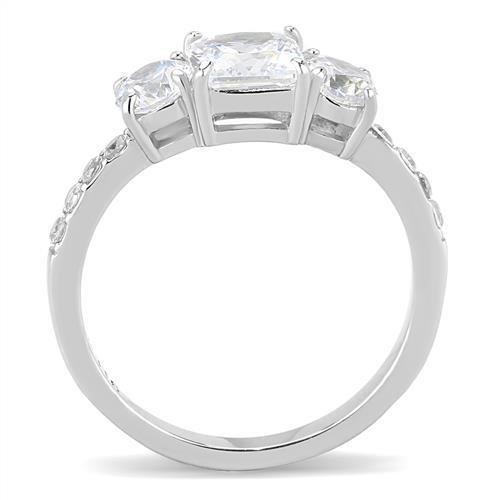 MATK3246 - High polished (no plating) Stainless Steel Ring with AAA Grade CZ  in Clear