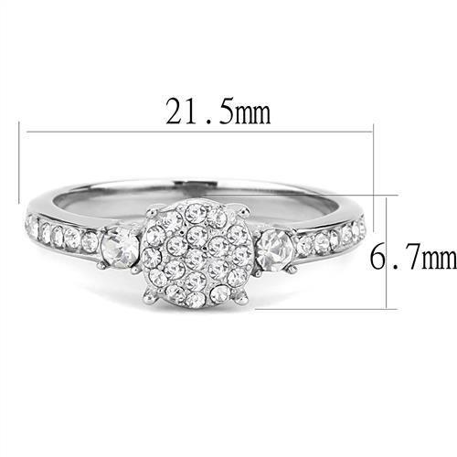 MATK3248 High polished (no plating) Stainless Steel Ring with Top Grade Crystal in Clear