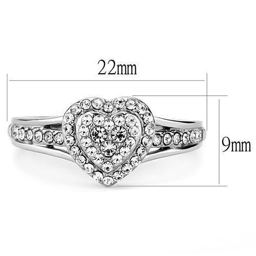 MATK3249 - High polished (no plating) Stainless Steel Ring with Top Grade Crystal  in Clear