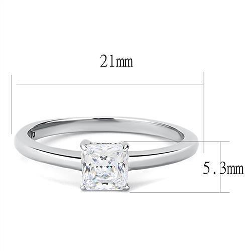 MATK3250 - High polished (no plating) Stainless Steel Ring with AAA Grade CZ  in Clear