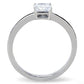 MATK3250 - High polished (no plating) Stainless Steel Ring with AAA Grade CZ  in Clear